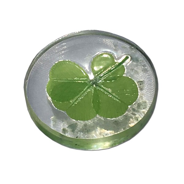 KIN-HEBI Real Four Leaf Clover Good Luck Pocket Token, Preserved, 1.25” (Including Aventurine)