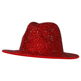 Trendy Apparel Shop Rhinestone Studded Bling Western Cowboy Cowgirl Hat - Red
