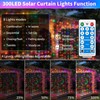 Solar Curtain Lights Outdoor 10 x 10Ft 300LED Waterproof Waterfall