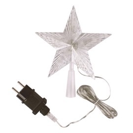 Christmas Tree Topper with 10 LEDs with Power Plug, 18 x 22 cm, Illuminated Christmas Tree Topper in Warm White, Christmas Tree Star Topper