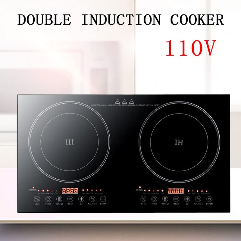 DYRABREST Electric Dual Induction Cooktop,Countertop Double Burner with Adjustable Temperature-Portable