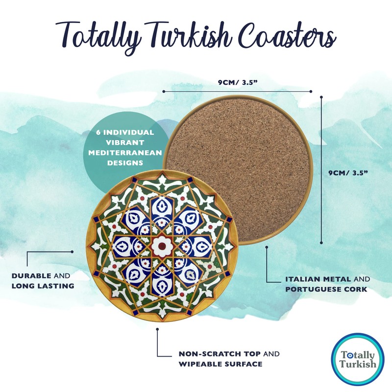 Totally Turkish – Patterned Drink Coasters Set of 6 –