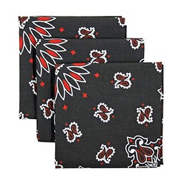 American Heritage Cotton Bandanas - Made in USA - Sold by Vets - Pack of 3 (RedBlack)