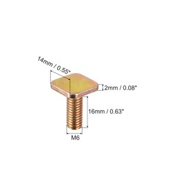sourcing map Square Head Bolt, 10pcs M6x16mm Fully Thread Carbon Steel Grade 8.8 Square Machine Screws, Gold Tone