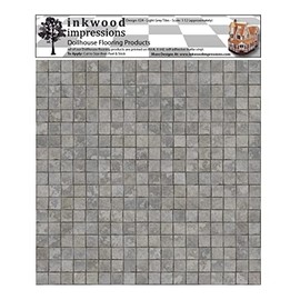 Dollhouse Flooring - 6 Mil Peel and Stick Vinyl 12" x 12" - Design 024 Light Grey Tile