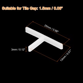 uxcell 600Pcs Wall Floor Tile Plastic T-Shape Spacers Tiling Tools 1.5mm 1/16" Tile Spacers for Ceramic Tile Installation, White