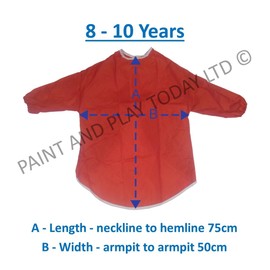 Childrens Kids Waterproof Play Apron - Age 8-10 Years - Painting, Baking, Cooking, Smock - Red