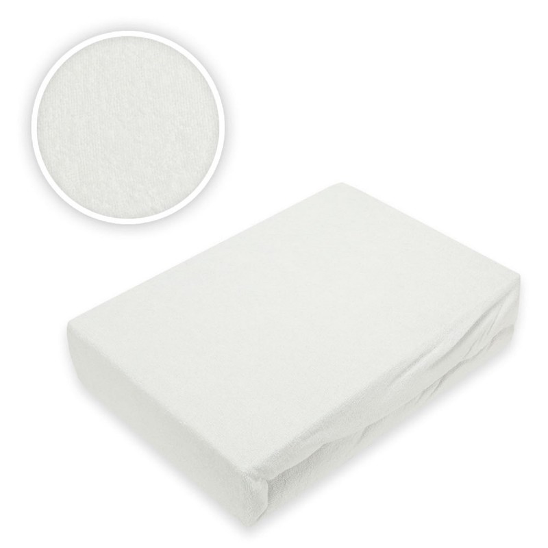 Exclusive home textile terry towelling fitted sheet premium brand., White,