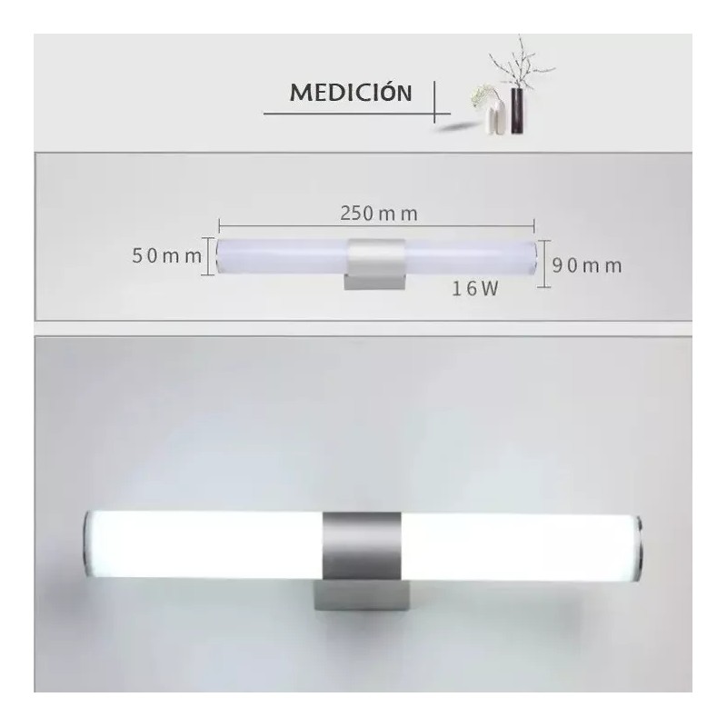 AutoWT Lampara Pared Led Para Espejo De Baño Moderna 25cm