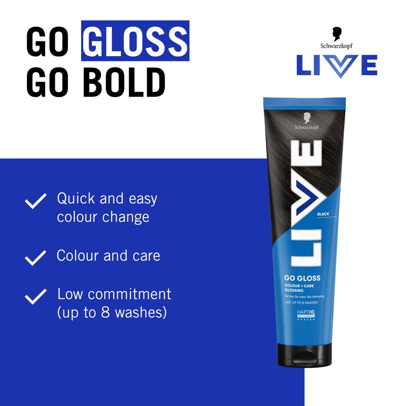 Schwarzkopf LIVE Go Gloss Onyx, Colour & Care Hair Glossing