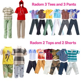 13 Pieces Doll Clothes and Accories for 11.5 Inch Boy Doll Outfit, Random 5 Tops, 5 Pants, 2 Pairs of Shoes, One Pair of Swimming Trunks