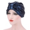 SJTJSPX Women Turban Pleated Beanies sequins Head Wrap Cotton Night