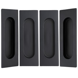 Malimali 120mm Sliding Door Handles Recessed Finger Flush Pulls for Kitchen Cabinet Door Closet Door Stainless Steel Rectangular Door Pulls Cupboard Hardware (Matte Black, 4 Pack)