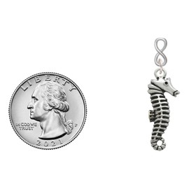 Delight Jewelry Silvertone Antiqued Seahorse Silvertone Infinity Post Earrings