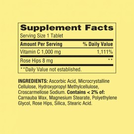 Spring Valley Vitamina C Con Rosa Mosqueta, Tabletas De 1000 Mg 500 Unidades, Suplemento Potente Antioxidante Y Nutriente Esencial Que Puede Apoyar...