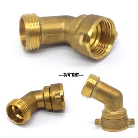 Garden Hose Connector, 45 Degree Heavy Duty Brass Elbow Connector Hose Extender Solid Brass Connector 3/4" Hose Adapter (45 Degrees Elbow 1 Set)