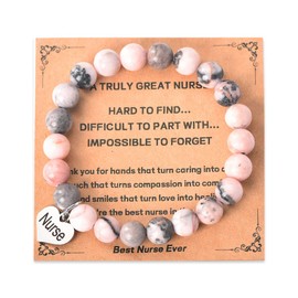 Nurse Bracelet Gift for Women Girls Natural Stone Bracelet for Nurses Nurse Practitioner Nurse Bracelet for Women Christmas Birthday Graduation Gifts for Nursing Students Best Nurse Ever Gifts