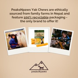 peaksNpaws Himalayan Yak Chews, High Protein Dog Treat for Aggressive Chewers, Natural, Long Lasting, Lactose Free Chew Stick for Pet Under 35 lbs, 4 Medium Treats, 100% Eco-Friendly Packaging