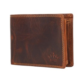 Men's Leather Wallet with RFID Protection and Secret Compartment, Genuine Leather Wallet for Men with Gift Box, Extra Sturdy Double Stitching I Portrait Format, brown, Classic