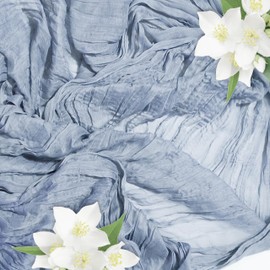 jefyghe Dusty Blue Cheesecloth Table Runner 35×120 Inch Boho Gauze Rustic Spring Easter Table Runner for Baby Shower Wedding Decorations Bridal Shower Birthday Party Tea Party Decorations(10Ft)