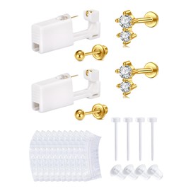 QWALIT Gold Ear Piercing Kit Ear Piercing Gun Kit Earring Piercings Earrings Disposable Self Piercings Earring Gun Piercing Kit at Home Push in Earrings Studs