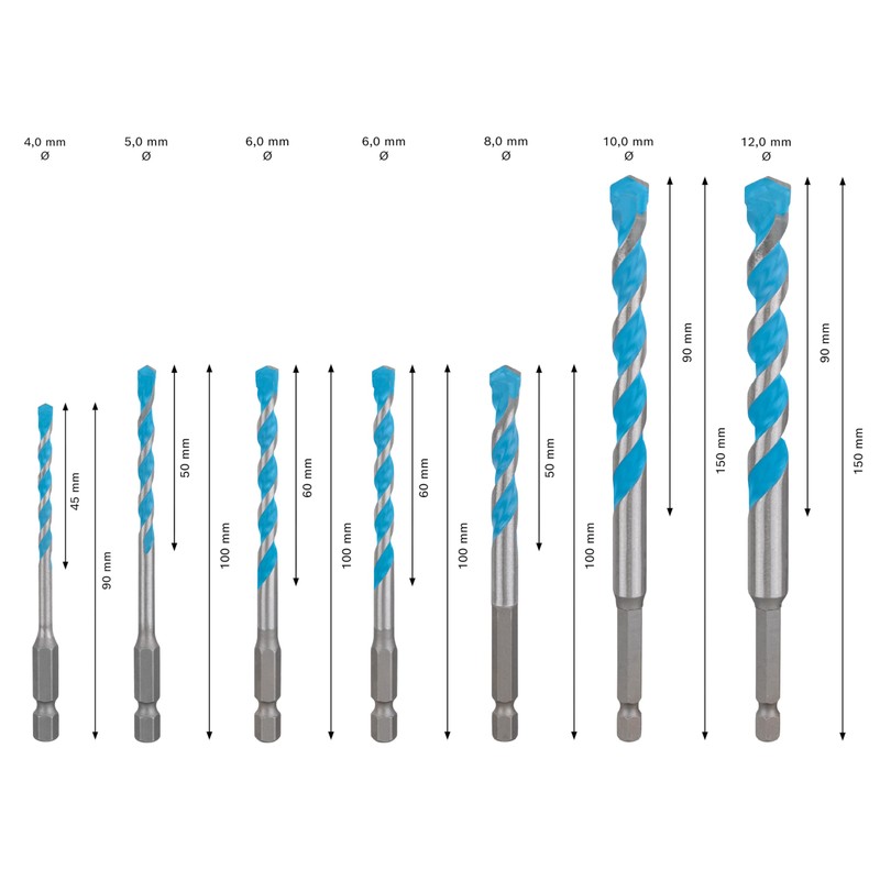 Bosch 7x Expert HEX-9 Multi Construction Drill Bit Set (for