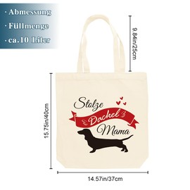 LmashRbaiw Gift for dog owners, shopping bag, Mother's Day gift, proud dachshund mum, guardian angel gift, gifts for mum, girlfriend, sister, educator, colleague, wife, aunt, mother bags, beige
