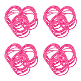 100 PCS Hair Bands, 2mm Small Thin Elastic Hair Ties Seamless Ponytail Braids Holders, Strong Bulk Hair Bobbles No Metal Gentle Elastics No Damage Snag Free for Women Men Girls Kids (Pink)