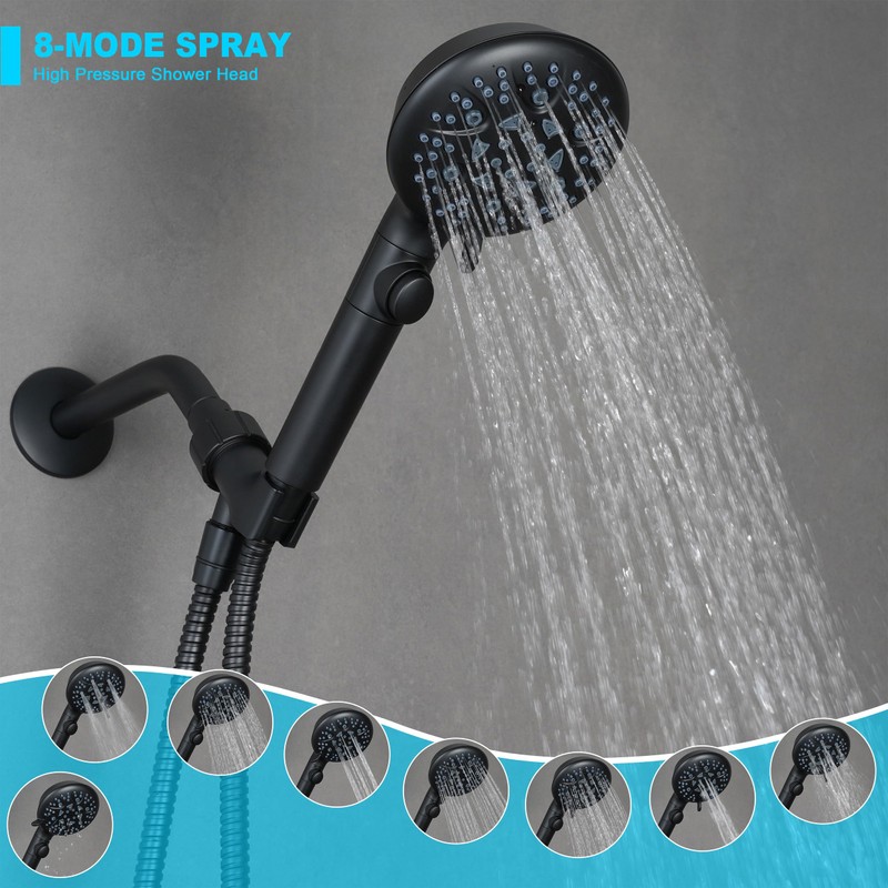Umyder High Pressure 8-mode Handheld Shower Head with On Off