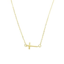 Symretie Cross Chain, Gold Necklace with Cross Pendant, Y Chain Fashion Jewellery, Stainless Steel