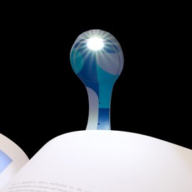 Gifts for Readers & Writers Bookmark Reading Light Blue Blocks -2in1 Clip On Bookmark Mini Book Light for Reading in Bed, Battery Operated Travel LED Book Lights, Flexible 8 Lumen Lights for Books