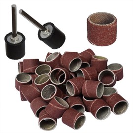 Yuauy 60 pcs 1/2" Dia Sand Band Sanding Drum 320Grits 1/2" Height Sander Sleeves Band + 2 Rubber Mandrels for Rotary Tool