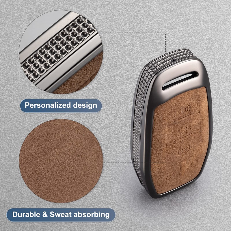 YO&YOYE Compatible with Ford Key Fob Cover with Keychain Leather