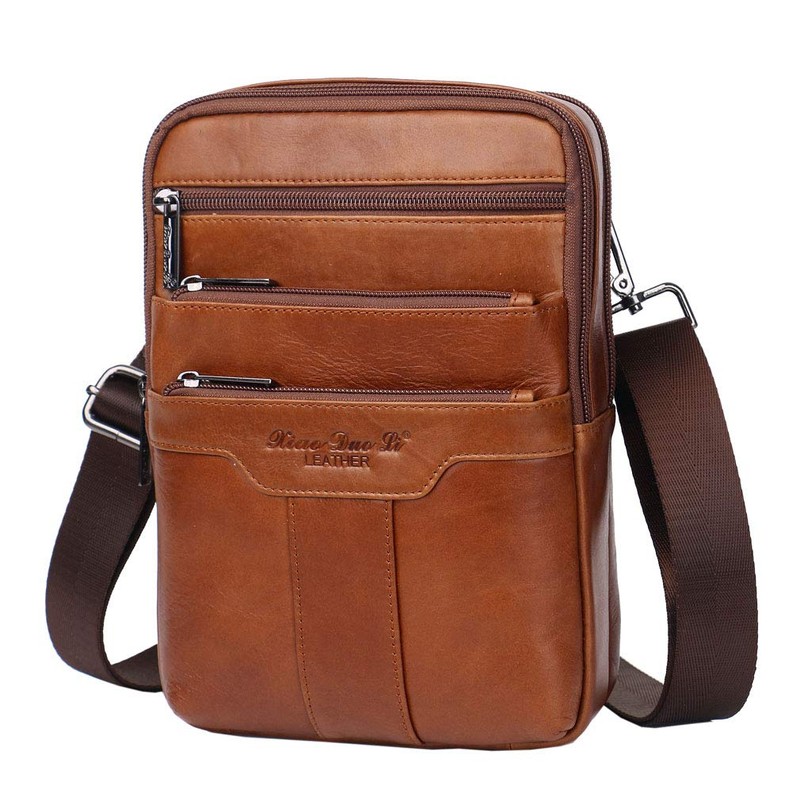 Vintage Small Leather Shoulder Messenger Bag for Men Travel Business