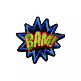 Patchwork Paradise Bam! Text Comic Book Style Embroidered Iron On Patch DIY Applique