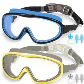 EasYoung 2-Pack Kids Swim Goggles, Wide Vision Swim Goggles for Child from 3-15