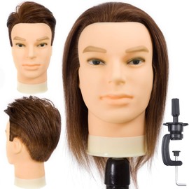 DIRUISI Cabeza de maniquí masculino con cabello 100% humano