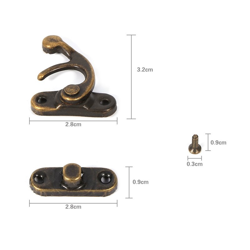 Latch Hasp, Antique Left/Right Latch Hook Hasp Iron Horn Lock