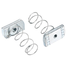 sourcing map Strut Spring Channel Nut Regular, 30Pcs M6x34.5 Carbon Steel Zinc-Plating Long Spring Nuts for Strut Channel Mounts Solar Panel