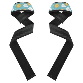 Correas de levantamiento de nubes de sol simples de dibujos animados de 26 pulgadas, antideslizantes, para levantamiento de pesas, gimnasio, peso muerto, guantes de entrenamiento de gimnasio