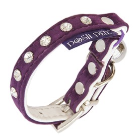 Diamante Velvet Adjustable Kitten Safety Collar With Bell Made By Posh Petz® - Purple