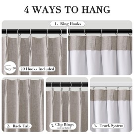 Joywell Grayish Brown Linen 100% Blackout Curtains 84 Inches Long,Pinch Pleated Back Tab Drapes with Hooks Light Blocking Thermal Insulated for Bedroom Living Room,W40 x L84,2 Panels