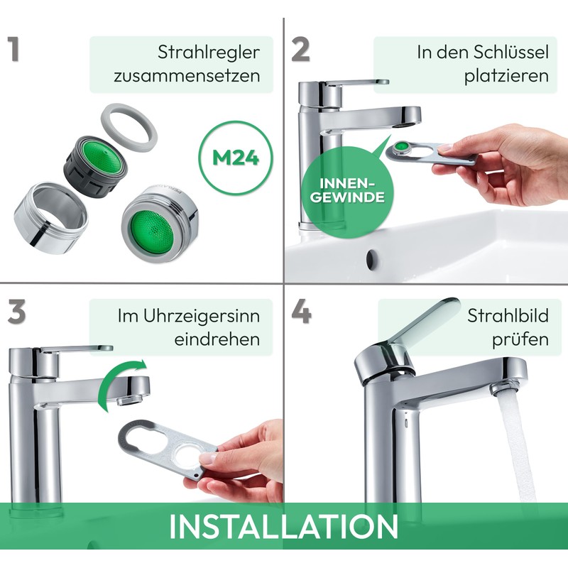 Perlator® Water Saving Aerator with Flat Key M24 x 1