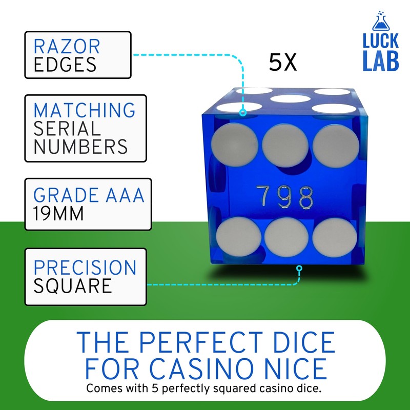 Luck Lab Grade AAA 19mm Casino Dice with Razor Edges