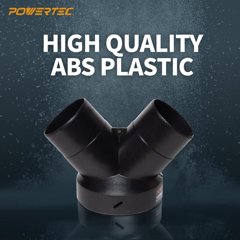POWERTEC 70189-P2 Dust Collector Y-Fitting | 6-Inch to 4-Inch Hose