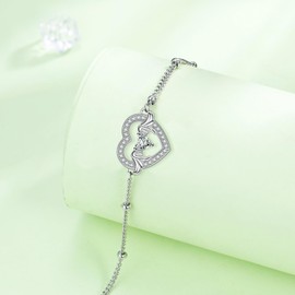 Arrebol Women's 925 Silver Heart Bracelets, Original Jewellery for Friends, Wife, Daughter, Adjustable [16 + 4 cm], Sterling silver, zirconia, Cubic Zirconia