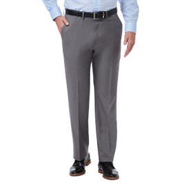 Haggar Men's Premium Comfort Classic Fit Flat Front Dress Pants-Regular and Big & Tall Sizes, Medium Grey, 34W x 34L