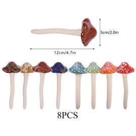Nwvuop 8Pcs Ceramic Garden Mushroom Ornaments Toadstool Fairy Garden Decoration Ornaments 12cm(8 Colors)