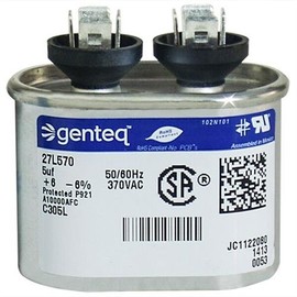 Lennox 100600-01 - 5 uf MFD 370 Volt VAC Genteq Replacement Oval Run Capacitor