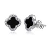 ROUGEMONT Jewellery 925 Sterling Silver Clover Leaf Stud Earrings Lucky
